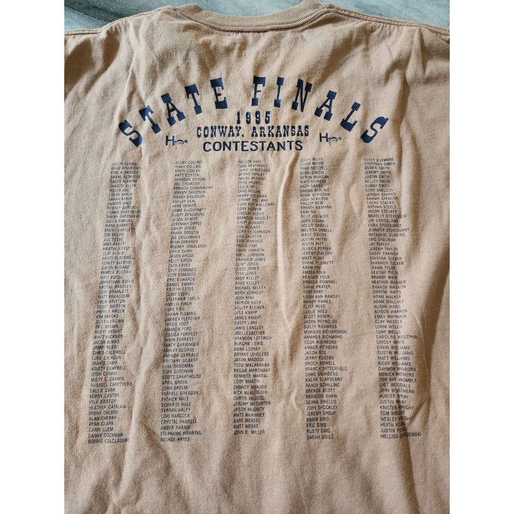 Vintage 1995 Cowboy Rodeo Conway Arkansas Tan T-Shirt Tan XL USA AHSRA - Picture 4 of 6